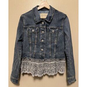 Anthropologie Pilcro and the Letterpress Denim Jacket Eyelet Trim Women's Medium